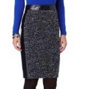Hal Rubenstein Black Tweed/ Leather Pencil Skirt